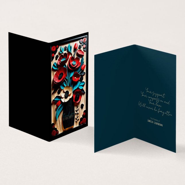 Bouquet Blommigt Folk Art stil Sympathy Tack C Kort (In- och utsida)