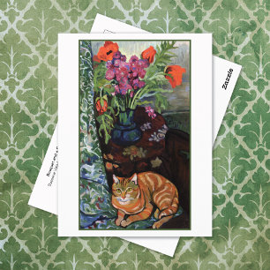 Bouquet Blommor Katt Suzanne Valadon Vykort