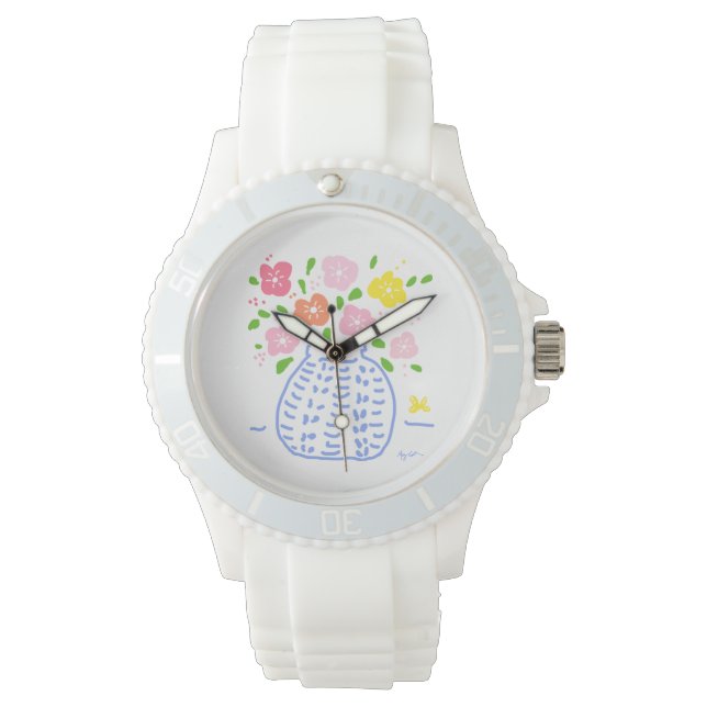 Bouquet Blue and White Watch Armbandsur (Framsida)