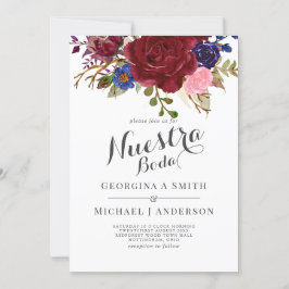 Bouquet Burgundy Blommigt Navy Blue Rosa PAR Inbjudningar