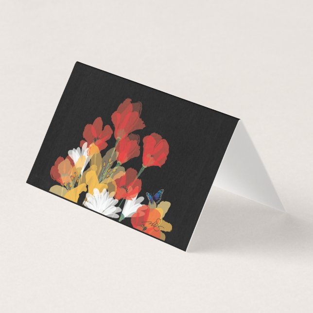 Bouquet de Fluers et Noir Notecard Kort (Framsida)