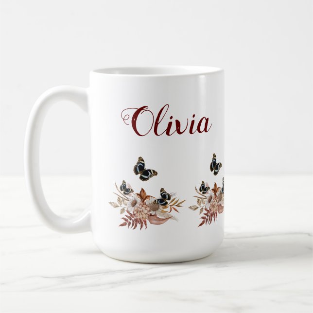 Bouquet floral blooming garden kaffemugg (Vänster)