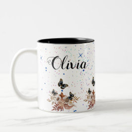 Bouquet floral blooming garden Två-Tonad mugg