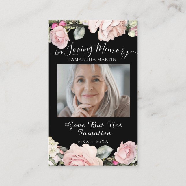 Bouquet Funeral Memorial Prayer-fotokort Visitkort (Framsida)