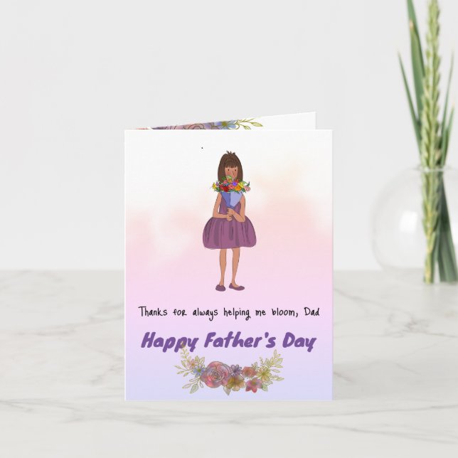 Bouquet Girl Far's Day Card Tack Kort (Framsida)