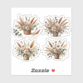Bouquet i en boho-stilad korg klistermärken
