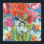 Bouquet i Gräns III Fyrkantig Klocka<br><div class="desc">Blomster</div>