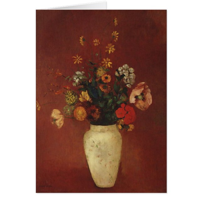 Bouquet i kinesiska Vas, Odilon Redon Fine Art Hälsningskort (Framsidan)