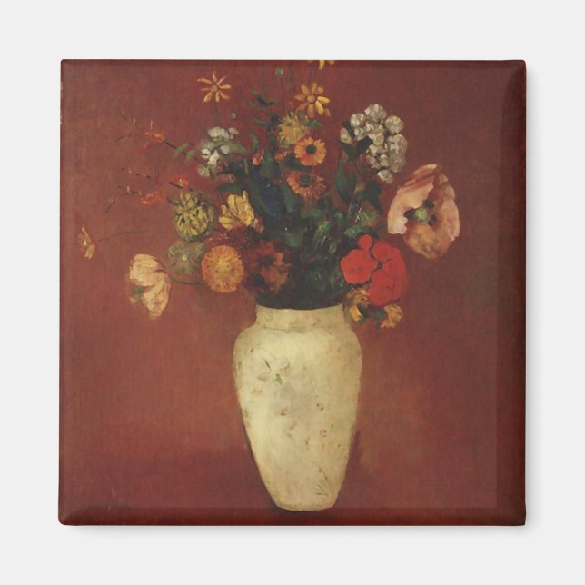 Bouquet i kinesiska Vas, Odilon Redon Fine Art Magnet (Framsidan)