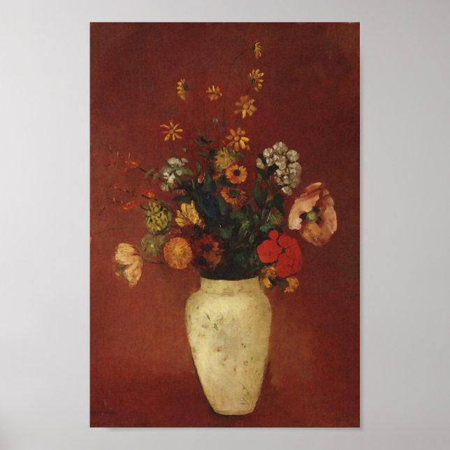 Bouquet i kinesiska Vas, Odilon Redon Fine Art Poster (Framsidan)