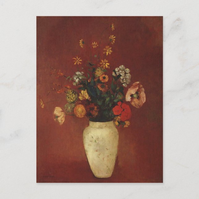 Bouquet i kinesiska Vas, Odilon Redon Fine Art Vykort (Framsida)