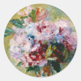 Bouquet i vas av Auguste Renoir Runt Klistermärke