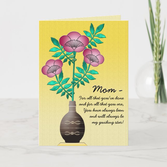 Bouquet i Vas om Gulten till Mors dag Kort (Framsida)