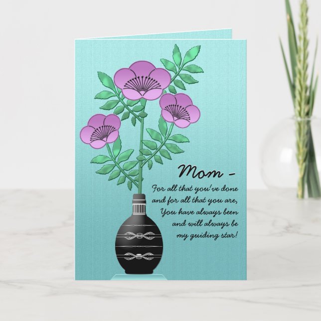 Bouquet i Vas på Aqua i Mors dag Kort (Framsida)