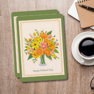 Bouquet-kort för Blommigten lycklig Fars dag Julkort