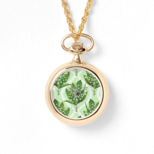 Bouquet lilly av dalen blommor på grönten armbandsur