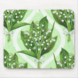 Bouquet lilly av dalen blommor på grönten musmatta