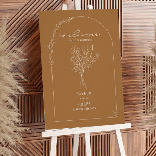 Bouquet Line Art Goldenrod Gult Poster
