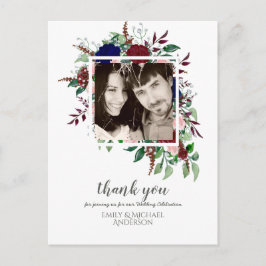 Bouquet Marsala Blue Rosa Flowers TACK Vykort