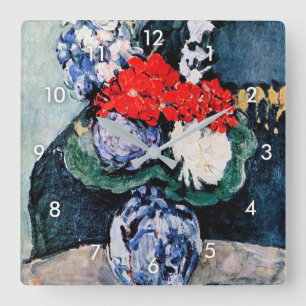 Bouquet med Little Delft, Paul Cezanne Fyrkantig Klocka