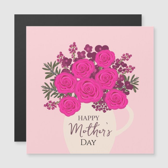 Bouquet med rosa rosor – Eleganta blommor till mor (Fram/baksida)