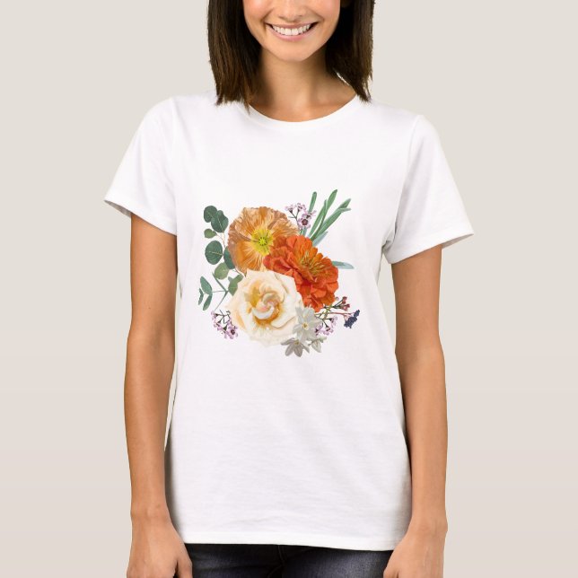 Bouquet med trädgårdsblommor. t shirt (Framsida)