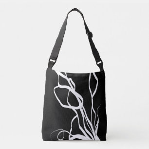 Bouquet Noir: Abstrakt Black & White Axelväska