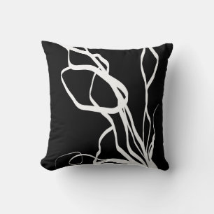 Bouquet Noir: Abstrakt Black & White Kudde