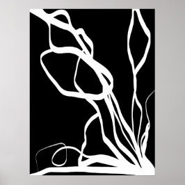 Bouquet Noir: Abstrakt Black & White Poster