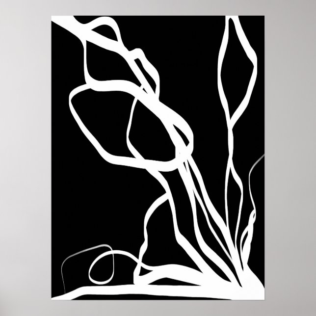 Bouquet Noir: Abstrakt Black & White Poster (Framsidan)
