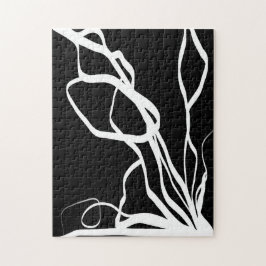 Bouquet Noir: Abstrakt Black & White Pussel