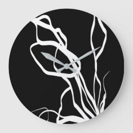 Bouquet Noir: Abstrakt Black & White Stor Klocka