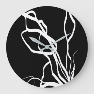 Bouquet Noir: Abstrakt Black & White Stor Klocka