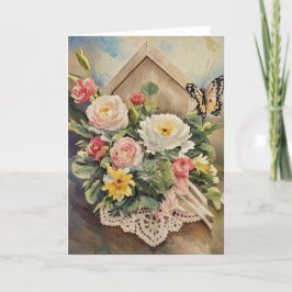 Bouquet och Butterfly Birthday Card Tack Kort