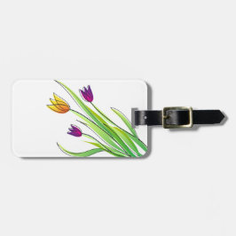 Bouquet of Bright Lila and Gult Tulips Bagagebricka