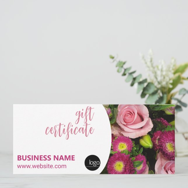 BOUQUET of FLOWERS BUSINESS LOGOTYP GIFT CERTIFICA (Stående Fram)