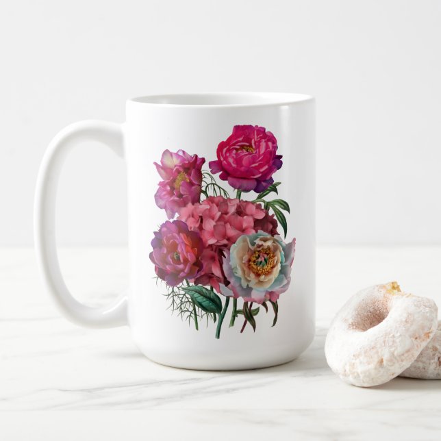 Bouquet of Peonies and Hydrangeas Kaffemugg (Med munk)