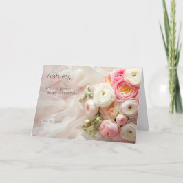 Bouquet of rosa and white ranunculus closeup inbjudan