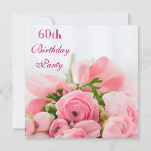 Bouquet of Rosa ros 60 Birthday Inbjudningar