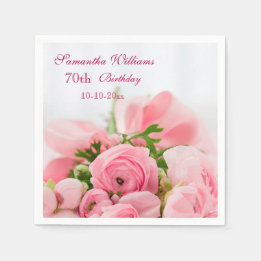 Bouquet of Rosa ros 70 Birthday Pappersservett