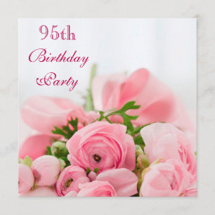Bouquet of Rosa ros 95 Birthday Inbjudningar
