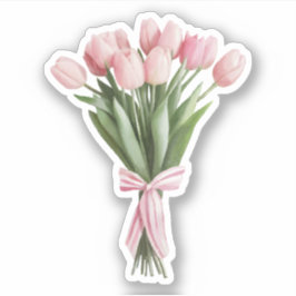 Bouquet of Rosa Tulips Klistermärken