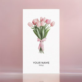 Bouquet of Rosa Tulips Qr Code Visitkort