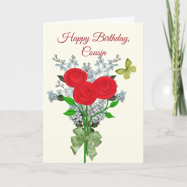 Bouquet of Rosor and Lilacs Birthday for Cousin Kort (Framsida)