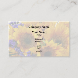Bouquet of Sunblommor and Lila Statice Visitkort