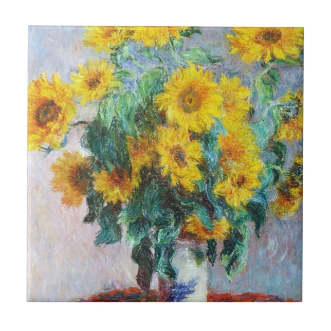 Bouquet of Sunwers, 1880 Claude Monet Kakelplatta (Framsidan)