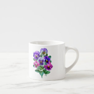 Bouquet of Violets Pansy Flower Espressomugg