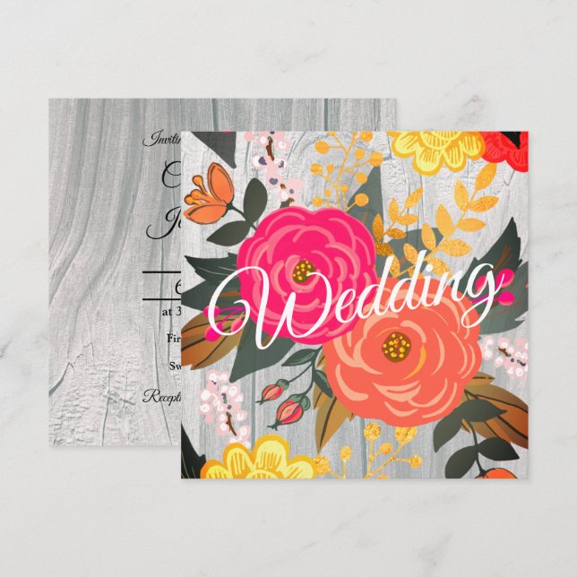 Bouquet on Barnwood Square Inbjudningar (Fram/baksida)