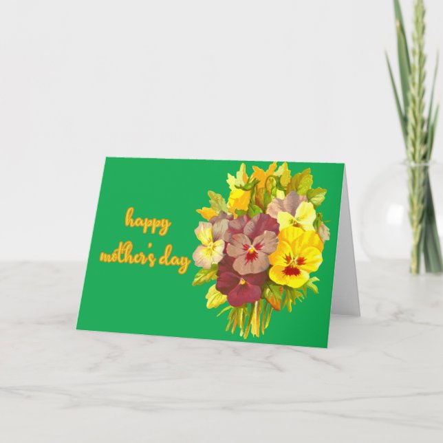 Bouquet Pansies Mors dag-kort Kort (Framsida)