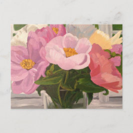 Bouquet Peonies in glass burk Post card Vykort
